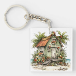 FANTASIEVOLLE SOMMER-SANDSTRANDSZENE SCHLÜSSELANHÄNGER