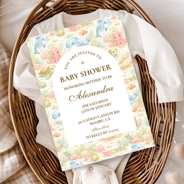 Fantasievolle Sommer-Tiere Baby Shower Einladung (Von Creator hochgeladen)