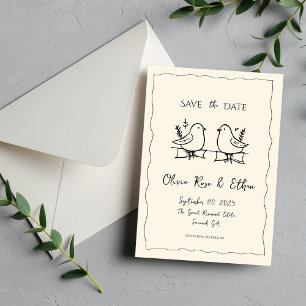 Fantasievolle Sonderbare Taube Handgezeichnete Sav Save The Date