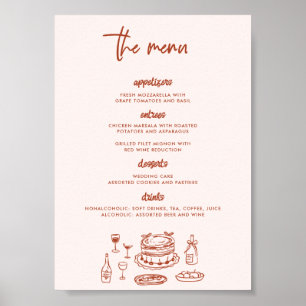 Fantasievolle Speisen-Zeichnung Hochzeit Poster