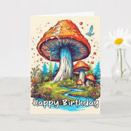 Fantasievolle Sprossing Forest Mushroom Art Karte