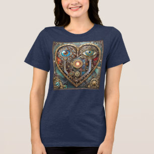 Fantasievolle Steampunk-Herz Ich sehe dich Ich lie Tri-Blend Shirt