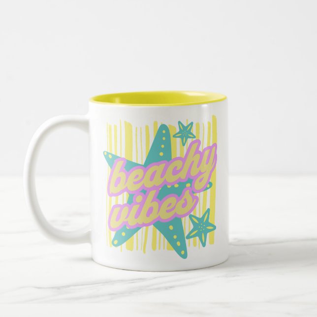 Fantasievolle Strandmuscheln Zweifarbige Tasse (Links)