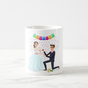 Fantasievolle Verlobungsillustration Hochzeitskaff Kaffeetasse