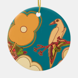 Fantasievolle Vögel Keramik Ornament