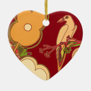 Fantasievolle Vögel Keramikornament