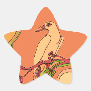 Fantasievolle Vögel Stern-Aufkleber