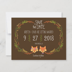 Fantasievolle Wald-Füchse Hochzeit Save the Date