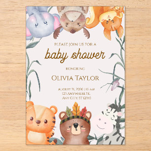 Fantasievolle Wasserfarben-Baby-Shower-Einladung Acryleinladungen