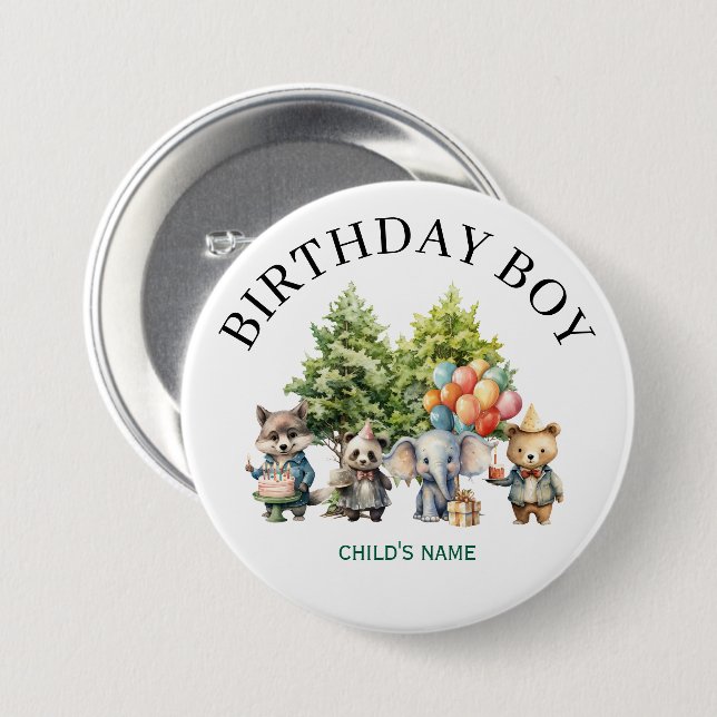 Fantasievolle Wasserfarben-Wald-Geburtstag Button (Vorne & Hinten)