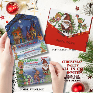 Fantasievolle Weihnachtsfeier & Geschenkaustausch  All In One Einladung