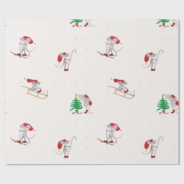 Fantasievolle Weihnachtsmäuse-Wrapierpapier  Geschenkpapier (Flach)