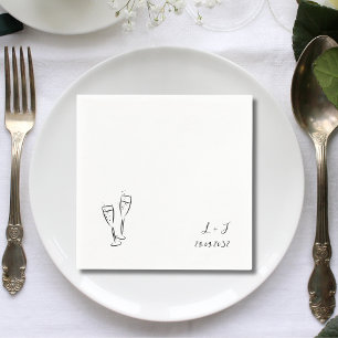 Fantasievolle Weingläser Personalisierte Initialen Serviette