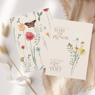 Fantasievolle Wildblumen-Jungfernhochzeitsantrag Einladung