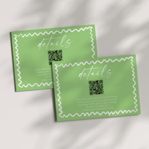 Fantasievolle Zitrusgrüne QR-Code-Hochzeitsdetails Begleitkarte