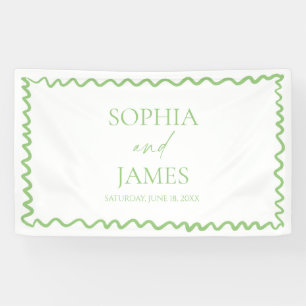 Fantasievolle Zitrusgrüne Wellenrand-Hochzeit Banner