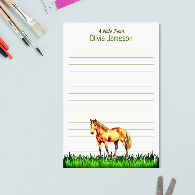 Fantasievoller Kindername PFERD Liniiertes Schreib Briefpapier (Whimsical Kid's Name HORSE Lined Stationery)