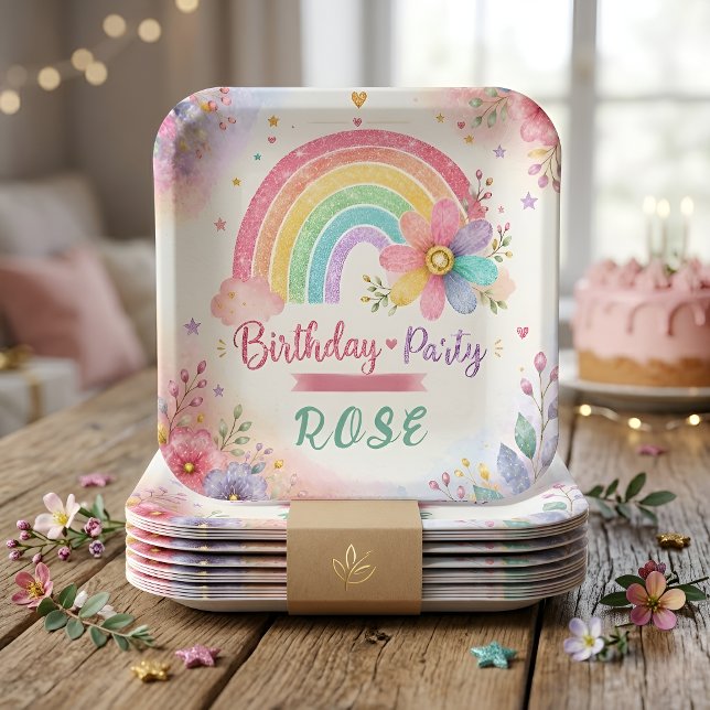 Fantasievoller Regenbogen-Geburtstag Pappteller (Von Creator hochgeladen)