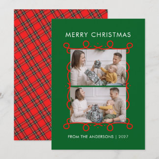 Fantasievoller roter Scrollrahmen Frohe Weihnachte Feiertagskarte