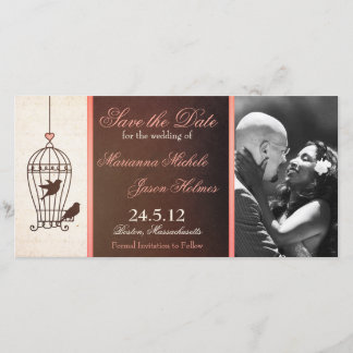 Fantasievoller Vogelkäfig Schokoladenbraun und Ros Save The Date