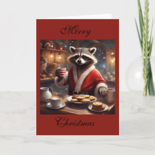 Fantasievoller Waschbär Weihnachtsmann Weihnachtsf Karte
