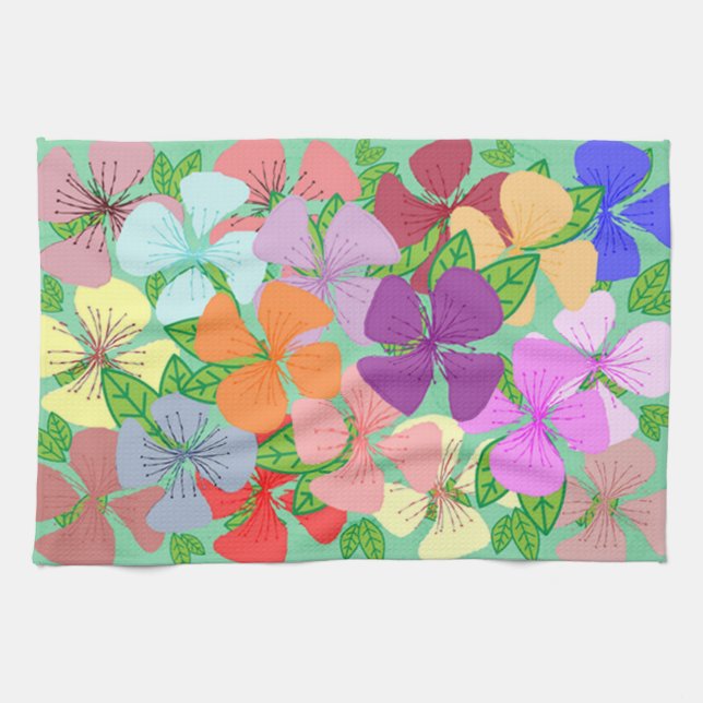 Fantasievolles Blumen Handtuch (Horizontal)