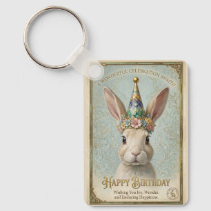 Fantasievolles Hasen-Geburtstags-Eleganz Schlüsselanhänger