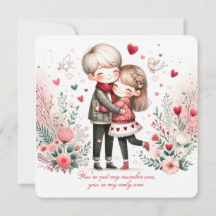 Fantasievolles Liebespaar zum Valentinstag Feiertagskarte