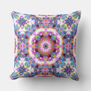 Fantasievolles Lila Blau Rosa Farbintensives Muste Kissen