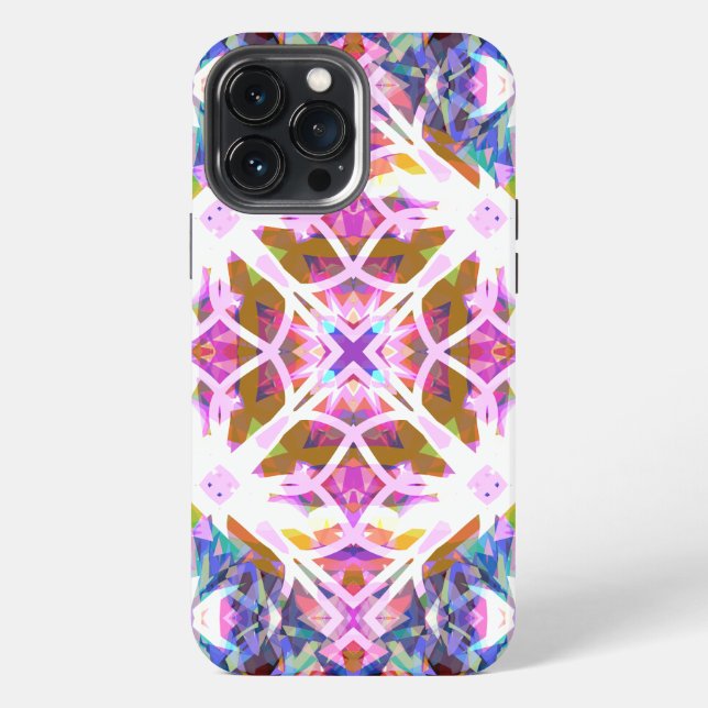 Fantasievolles Lila Blau Rosa Farbpattern iPhone Hülle (Rückseite)
