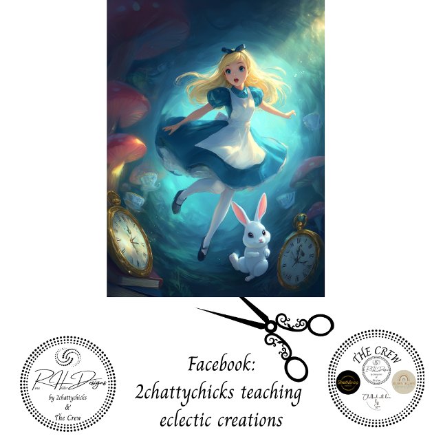 Fantasievolles Mädchen fällt durch die Zeit Seidenpapier (Von Creator hochgeladen)