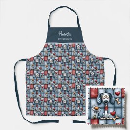 Fantasievolles Patchwork-Hundemuster Haustierfrise Schürze