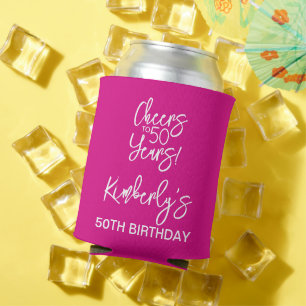 Fantasievolles Pink Prost auf 50 Jahre Geburtstag Dosenkühler