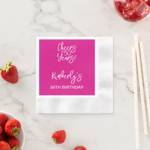 Fantasievolles Pink Prost auf 50 Jahre Geburtstag Serviette