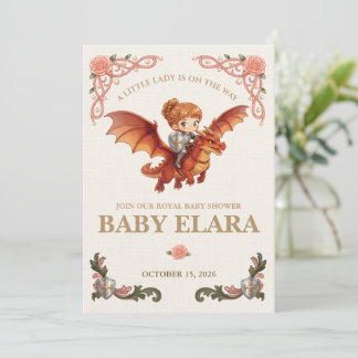 Fantasievolles Ritter Mädchen Drache Geburtstags-W Einladung