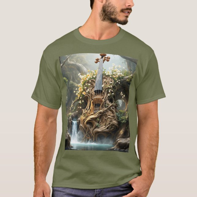 Fantasiewelt Niedlicher Geigenwald T-Shirt (Vorderseite)