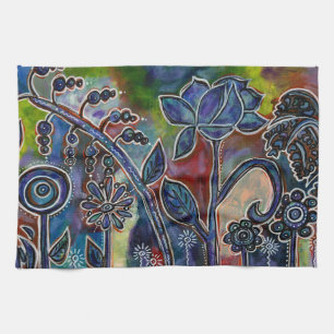 Fantasmagoric Lotus Flower Garden Originale Kunst, Geschirrtuch