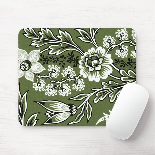 Fantastic Flowers (Moss Green) Fine Art Mousepad (Mit Mouse)