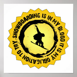 Fantastic Snowboarding Seal Poster