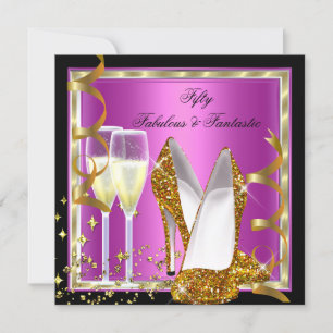 Fantastisch 50 Fantastisches Pink Schwarz-weiß Gol Einladung