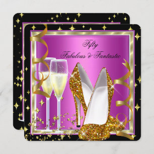 Fantastisch 50 Fantastisches Pink Schwarz-weiß Gol Einladung