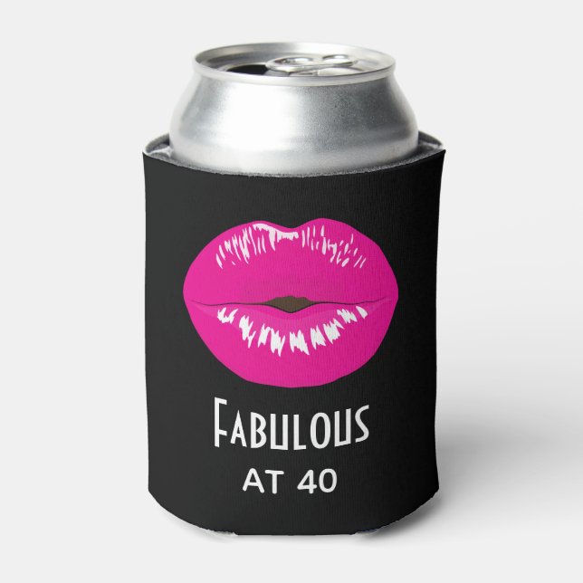 Fantastisch bei 40 Hot Pink Lips Glamour Dosenkühler (Kanne Vorderseite)