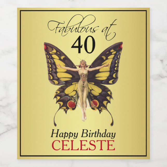 Fantastisch bei 40 Vintagen Flapper Butterfly Weinetikett (Einzelnes Label)