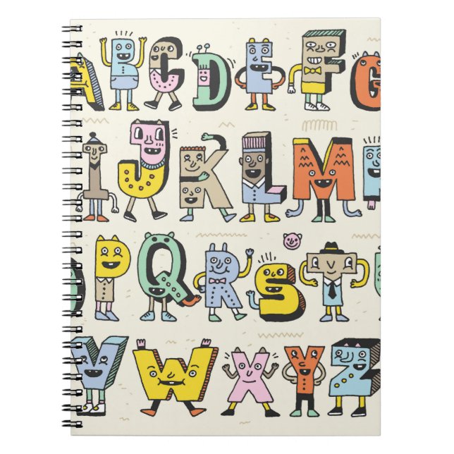 Fantastisch Funny Alphabet. Wacky Doodle Letters D Notizblock (Vorderseite)