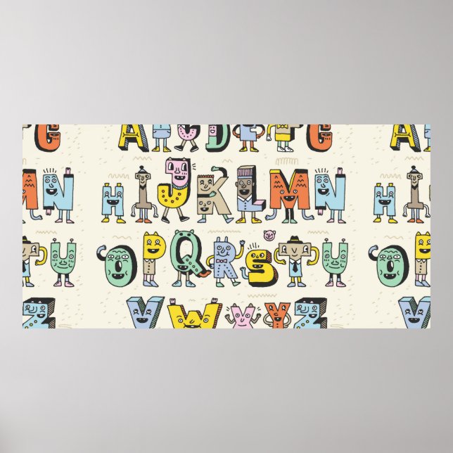Fantastisch Funny Alphabet. Wacky Doodle Letters D Poster (Vorne)
