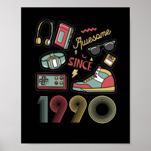 Fantastisch seit 1990 Vintage Retro 32. Geburtstag Poster