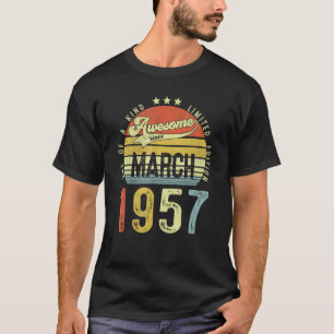 Fantastisch seit März 1957 Vintage 65. Geburtstag T-Shirt