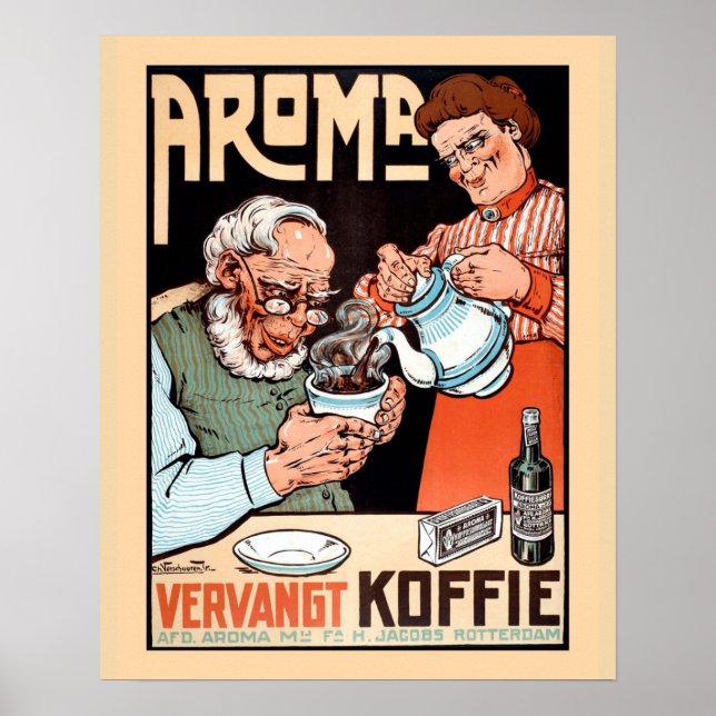 Fantastisch Vintage holländische Kaffeeaustauschwe Poster (Vorne)