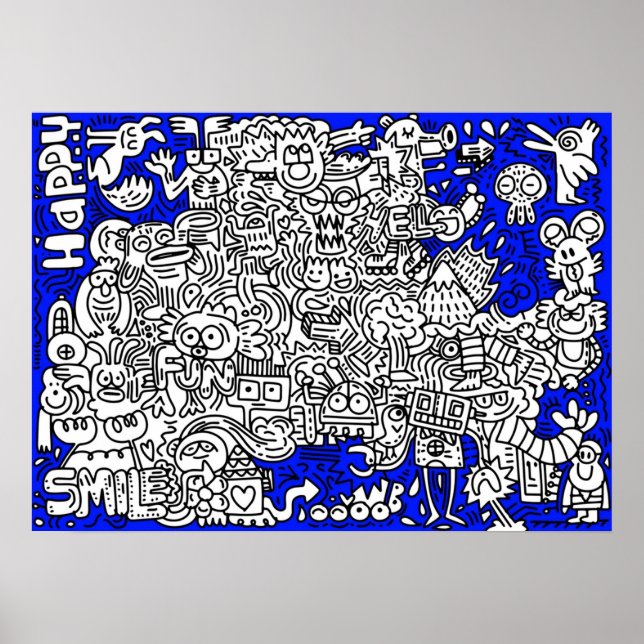 Fantastisch zeichnend Zeichentrickfiguren Poster (Vorne)