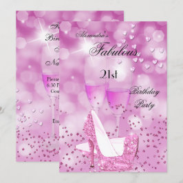 Fantastische 21. Party Shimmer Pink High Heels Einladung